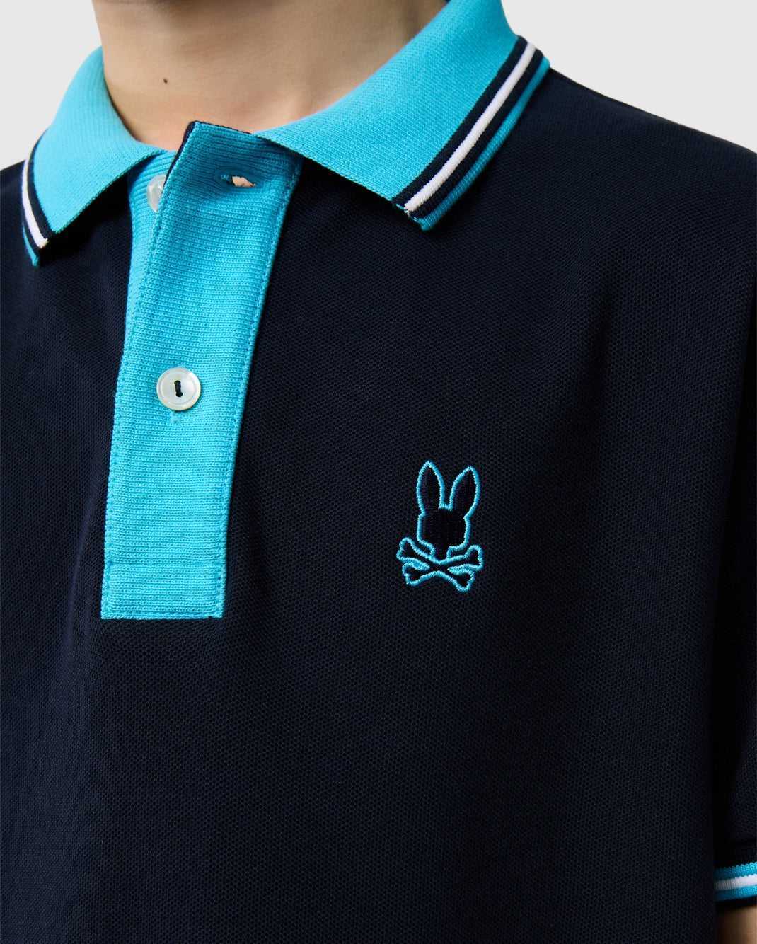 Polos Psycho Bunny Salina Pique Polo Shirt Bleu Marine Enfant | NMZ-51909404